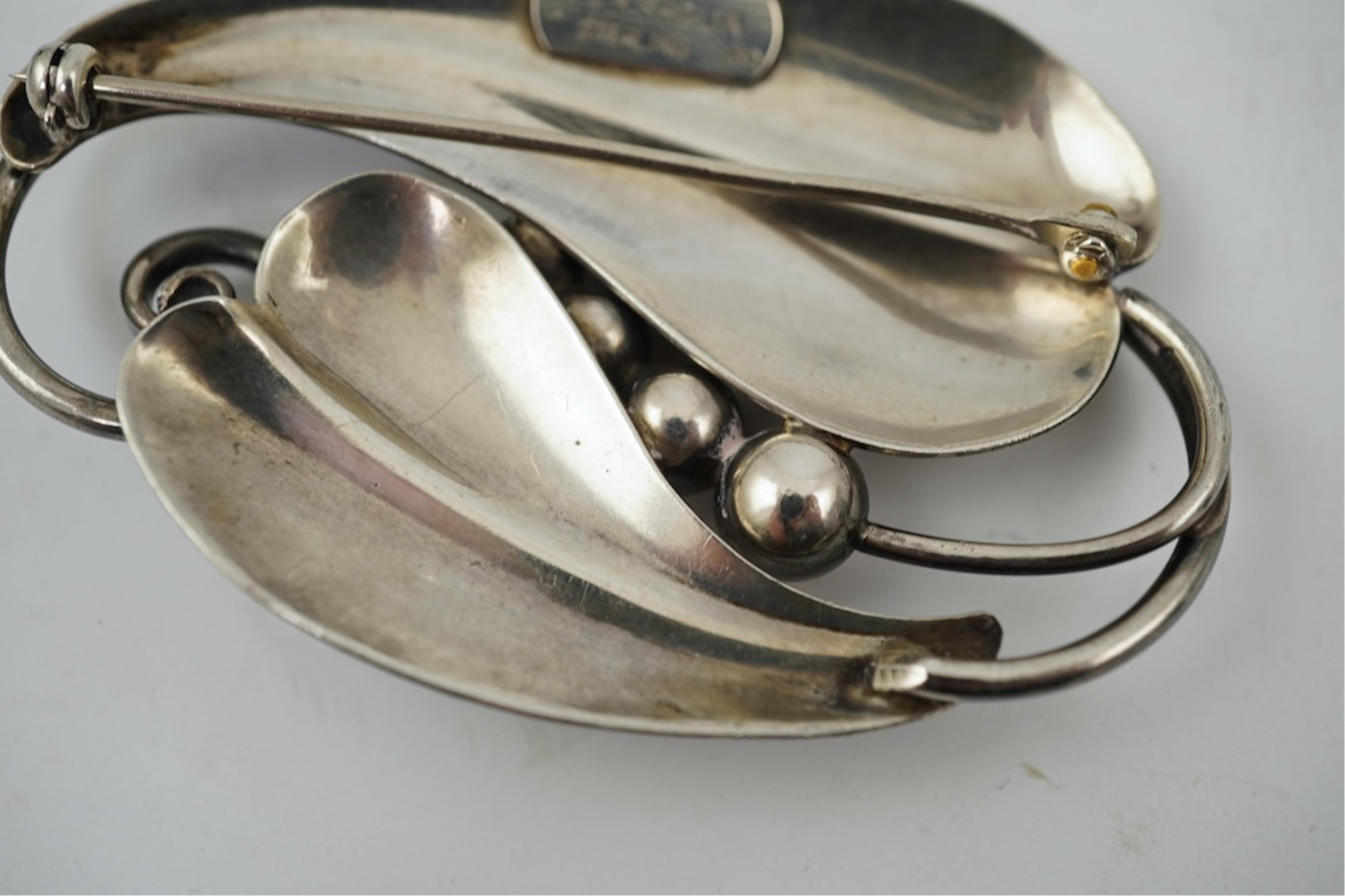 An Alphonse La Paglia sterling 925 leaf and berry brooch, no.130, 64mm, 21 grams.